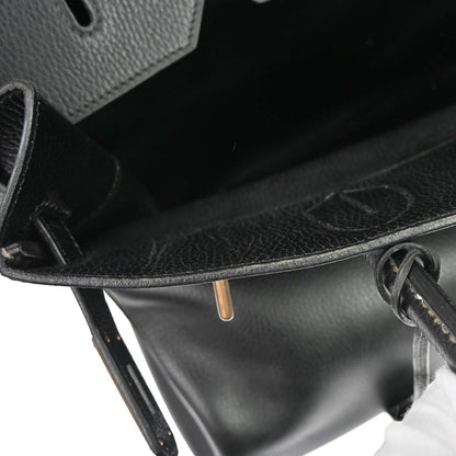 Hermes 1999 Black Ardennes Haut a Courroies 40 Handbag