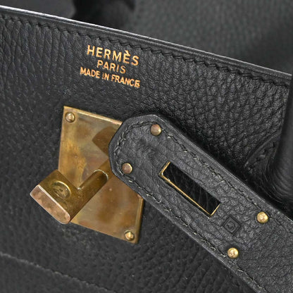 Hermes 1999 Black Ardennes Haut a Courroies 40 Handbag