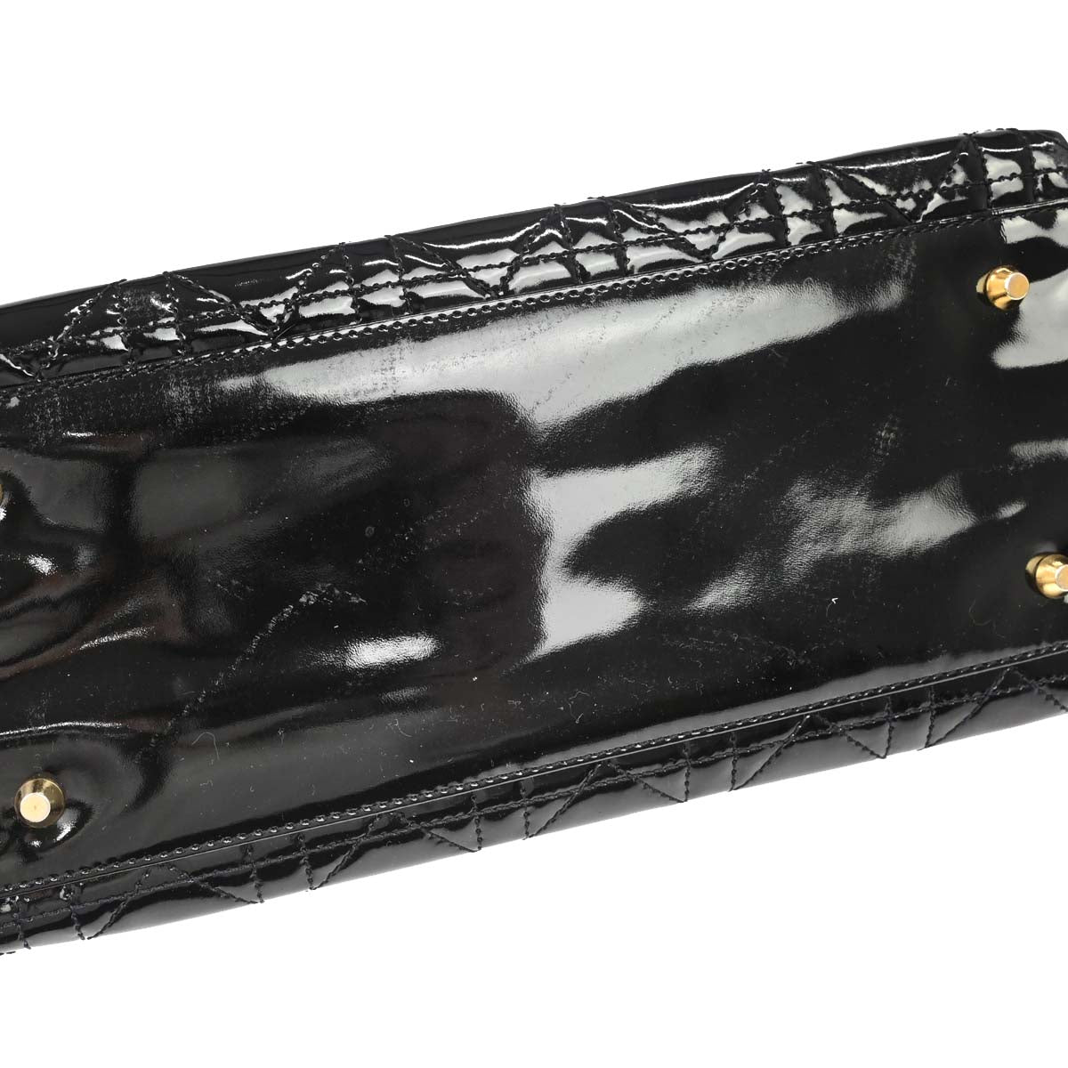Christian Dior 1997 Black Patent Leather Medium Lady Dior Cannage Handbag