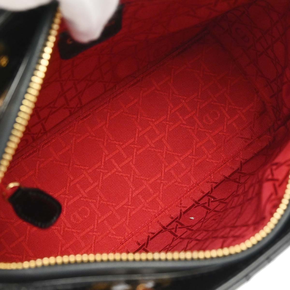 Christian Dior 1997 Black Patent Leather Medium Lady Dior Cannage Handbag