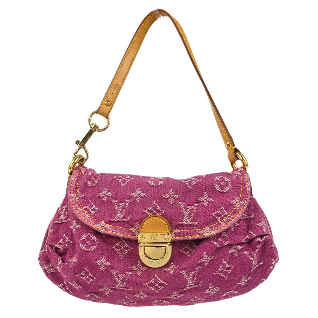 Louis Vuitton 2006 Pink Monogram Denim Mini Pleaty Handbag M95216