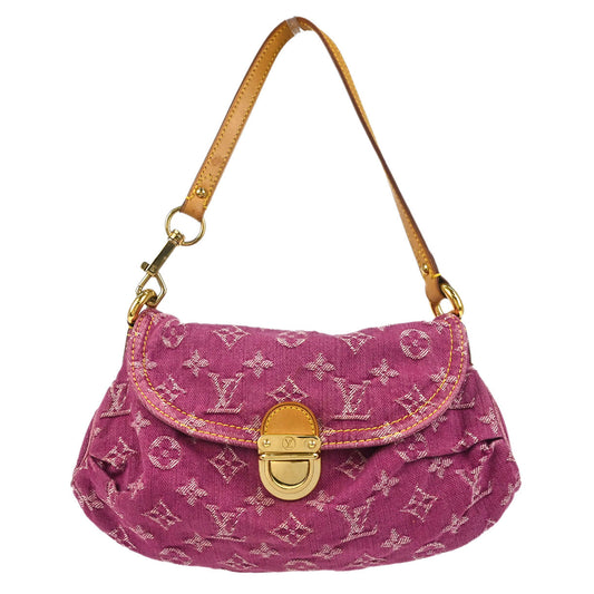Louis Vuitton 2006 Pink Monogram Denim Mini Pleaty Handbag M95216