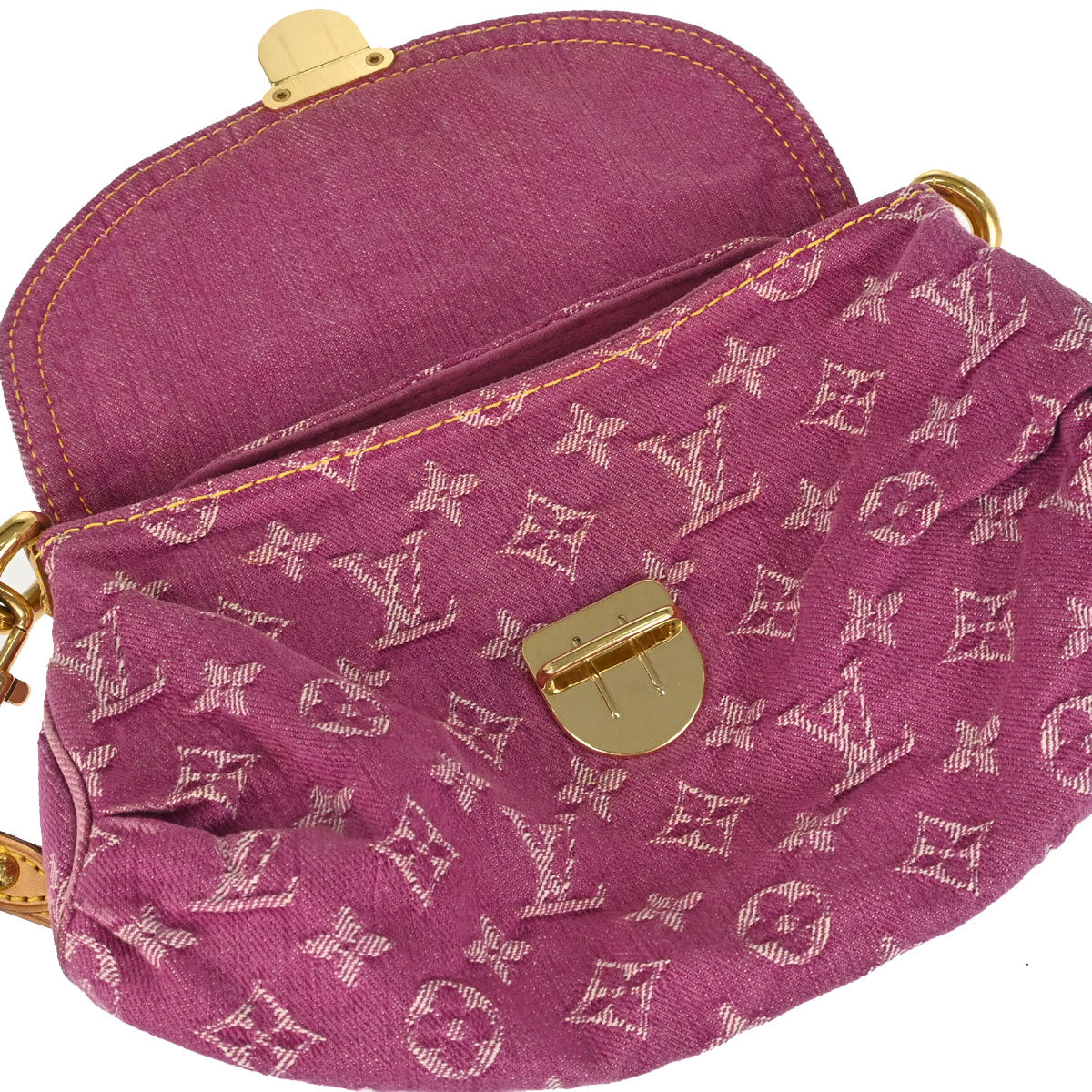 Louis Vuitton 2006 Pink Monogram Denim Mini Pleaty Handbag M95216