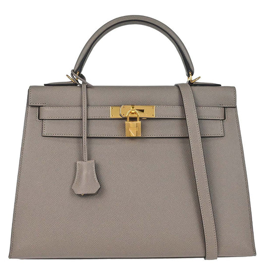 Hermes Gris Asphalte Epsom Kelly 32 Sellier 2way Shoulder Handbag
