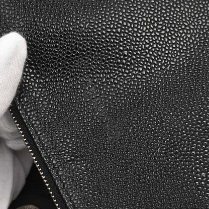 Chanel 2014 Black Caviar Skin On The Road Shopping Fever Tote Bag