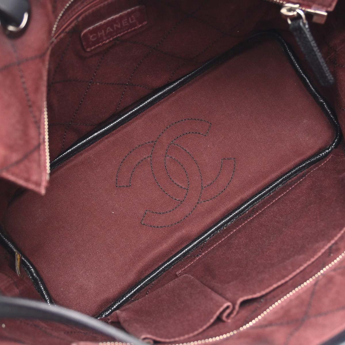 Chanel 2014 Black Caviar Skin On The Road Shopping Fever Tote Bag