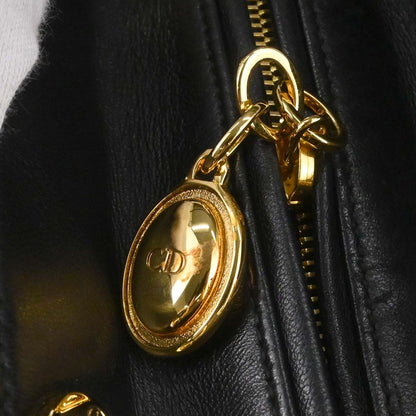 Christian Dior Black Lambskin Lady Dior Cannage 2way Shoulder Handbag