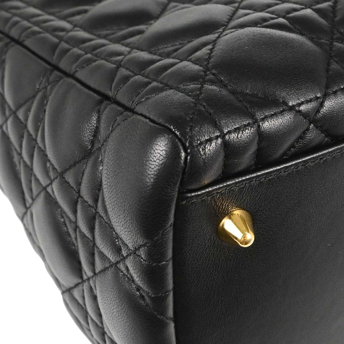 Christian Dior Black Lambskin Lady Dior Cannage 2way Shoulder Handbag