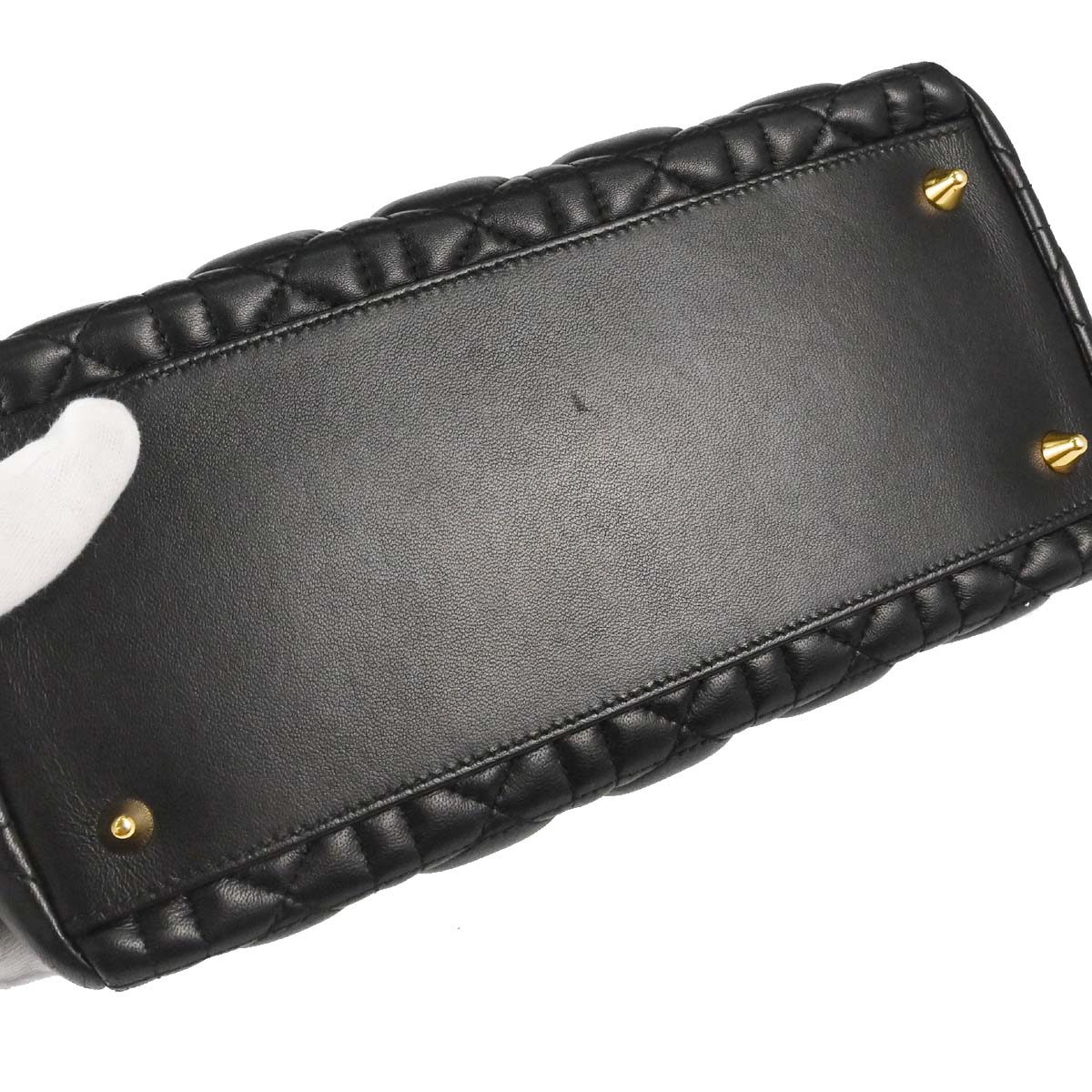 Christian Dior Black Lambskin Lady Dior Cannage 2way Shoulder Handbag