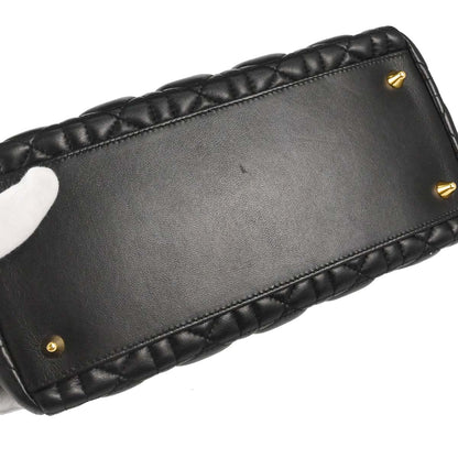 Christian Dior Black Lambskin Lady Dior Cannage 2way Shoulder Handbag