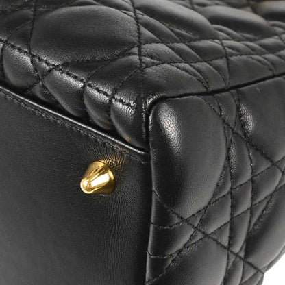 Christian Dior Black Lambskin Lady Dior Cannage 2way Shoulder Handbag