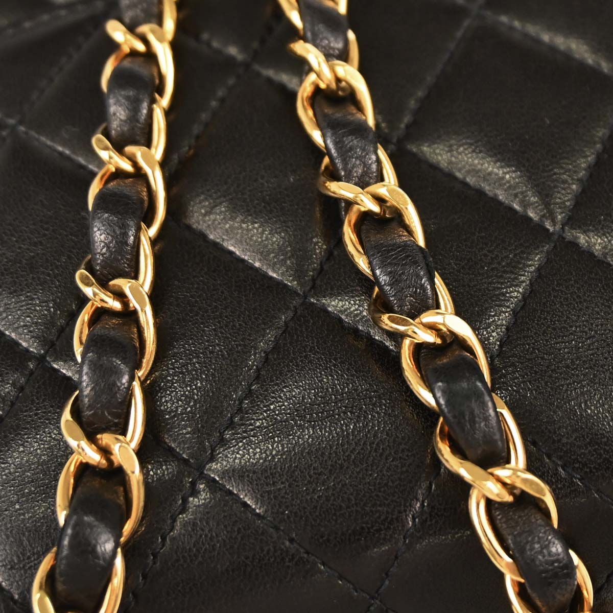 Chanel 1994-1996 Black Lambskin Pushlock Medium Half Flap Shoulder Bag