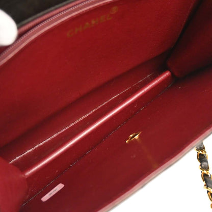 Chanel 1994-1996 Black Lambskin Pushlock Medium Half Flap Shoulder Bag