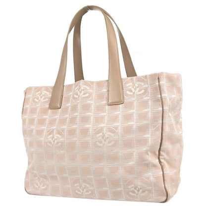 Chanel 2003-2004 Beige Jacquard Nylon Travel Line Tote Handbag