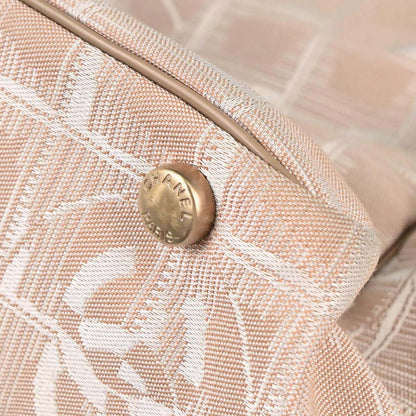 Chanel 2003-2004 Beige Jacquard Nylon Travel Line Tote Handbag
