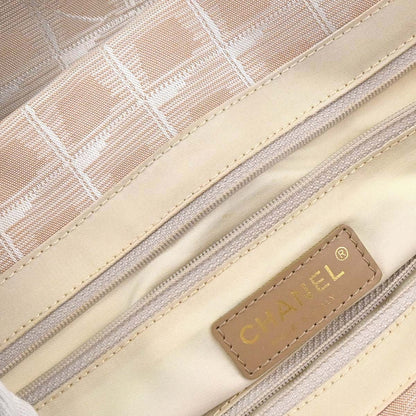Chanel 2003-2004 Beige Jacquard Nylon Travel Line Tote Handbag
