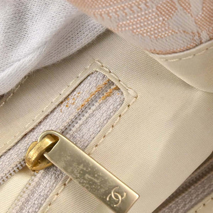 Chanel 2003-2004 Beige Jacquard Nylon Travel Line Tote Handbag