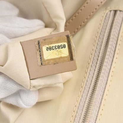 Chanel 2003-2004 Beige Jacquard Nylon Travel Line Tote Handbag