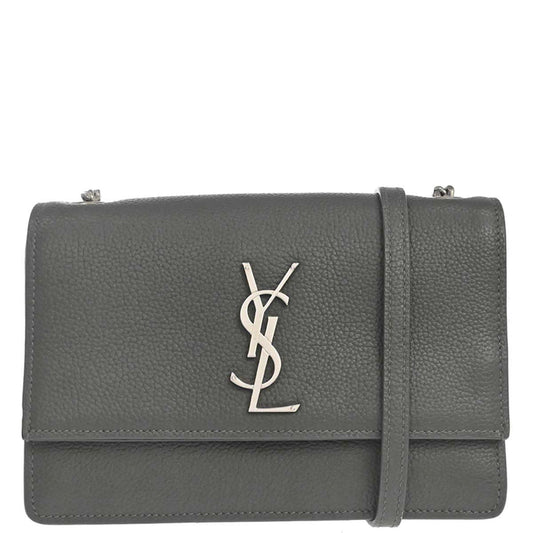 Saint Laurent Gray Leather Sunset Shoulder Bag