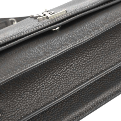 Saint Laurent Gray Leather Sunset Shoulder Bag