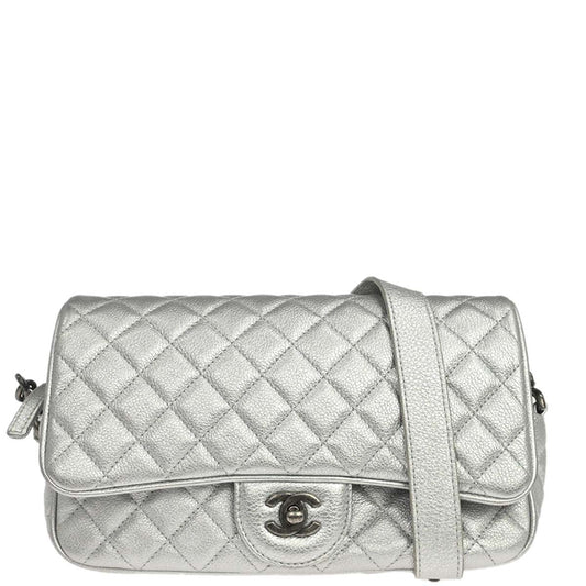 Chanel 2016-2017 Silver Calfskin Casual Rock Shoulder Bag