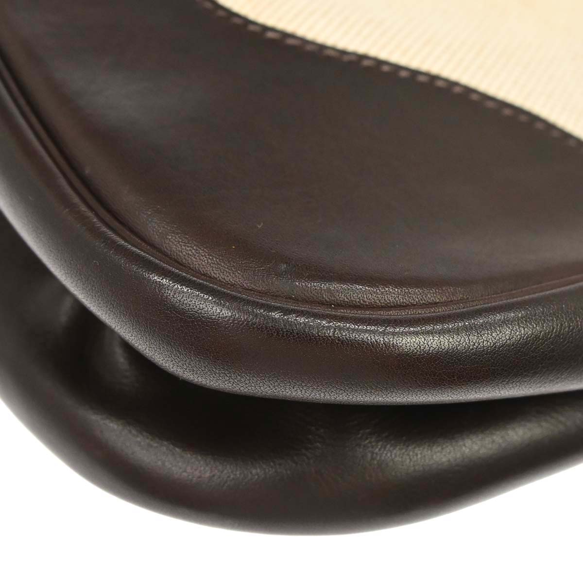 Hermes 2001 Beige Chocolat Toile H Box Calf Trim 31 Shoulder Bag