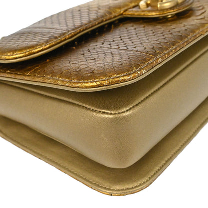 Chanel * 2014-2015 Gold Python Perfect Edge Flap Bag 2way Shoulder Handbag
