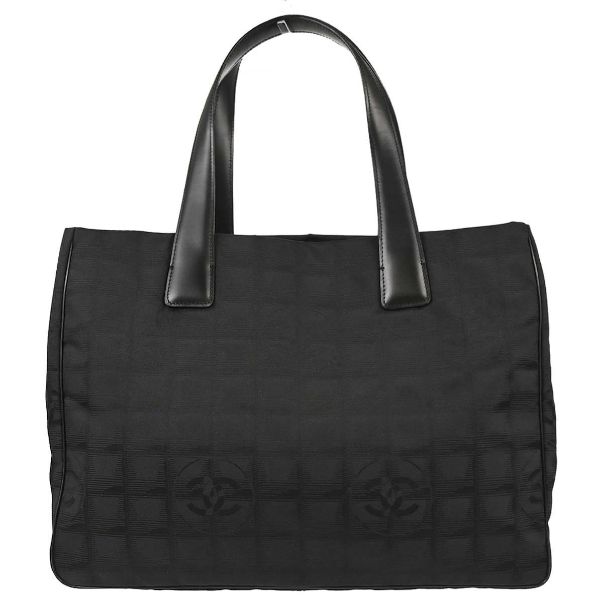 Chanel 2005-2006 Black Jacquard Nylon Travel Line Tote Handbag