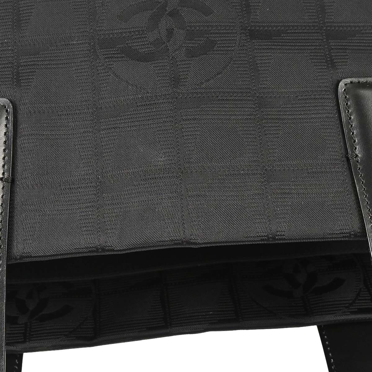 Chanel 2005-2006 Black Jacquard Nylon Travel Line Tote Handbag
