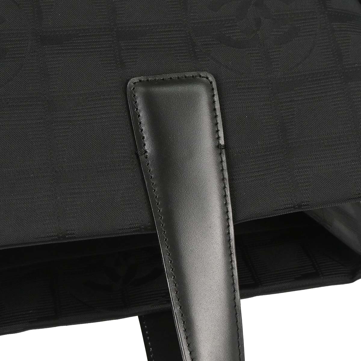 Chanel 2005-2006 Black Jacquard Nylon Travel Line Tote Handbag