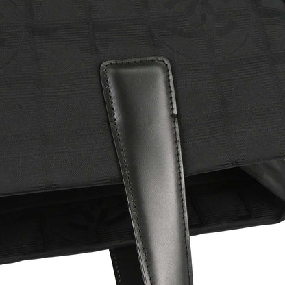 Chanel 2005-2006 Black Jacquard Nylon Travel Line Tote Handbag