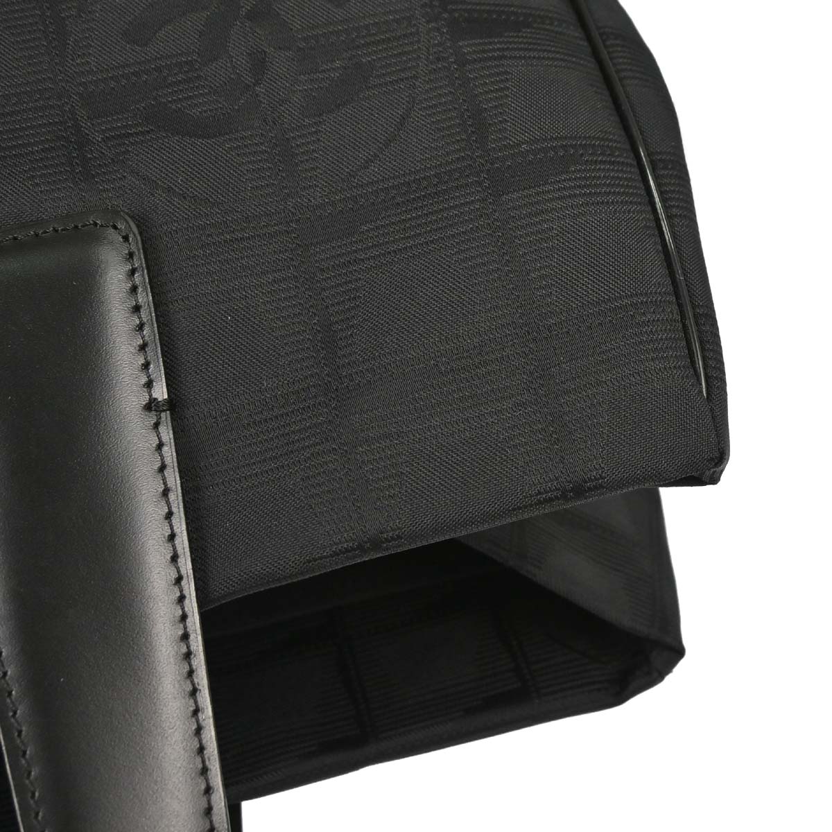 Chanel 2005-2006 Black Jacquard Nylon Travel Line Tote Handbag