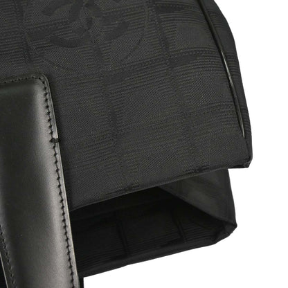 Chanel 2005-2006 Black Jacquard Nylon Travel Line Tote Handbag