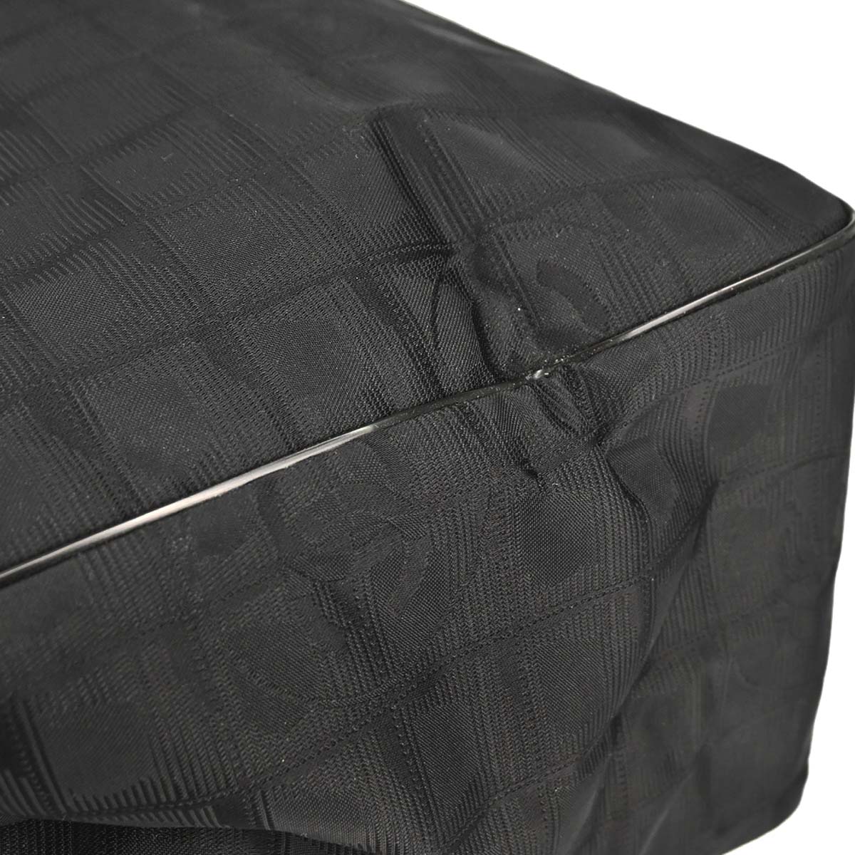 Chanel 2005-2006 Black Jacquard Nylon Travel Line Tote Handbag