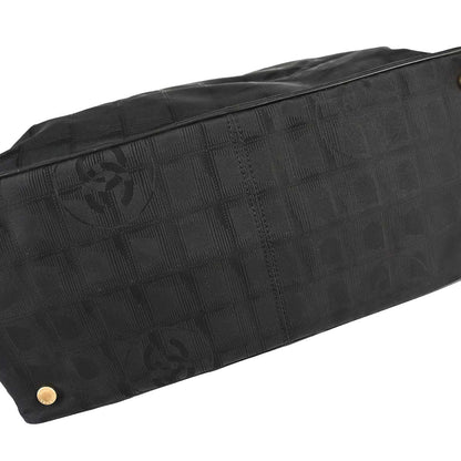 Chanel 2005-2006 Black Jacquard Nylon Travel Line Tote Handbag