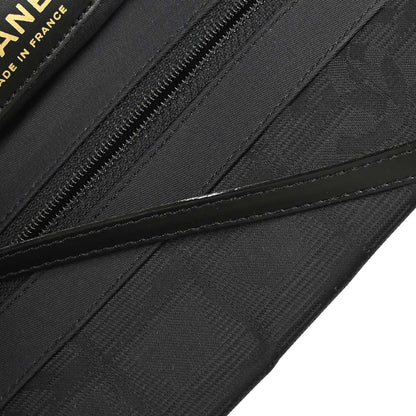 Chanel 2005-2006 Black Jacquard Nylon Travel Line Tote Handbag