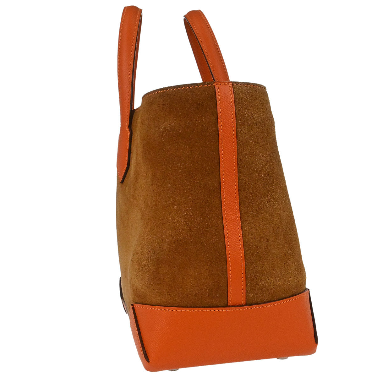 Hermes Orange Brown Doblis Epsom Maxibox Cabas 30 Tote Handbag