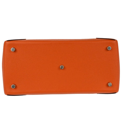 Hermes Orange Brown Doblis Epsom Maxibox Cabas 30 Tote Handbag