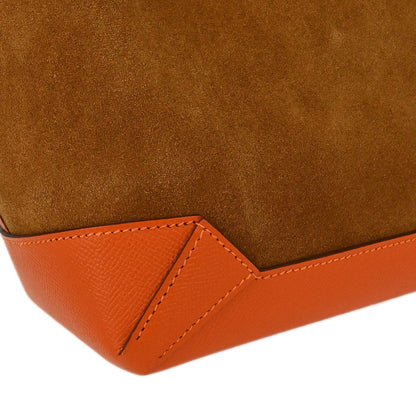 Hermes Orange Brown Doblis Epsom Maxibox Cabas 30 Tote Handbag
