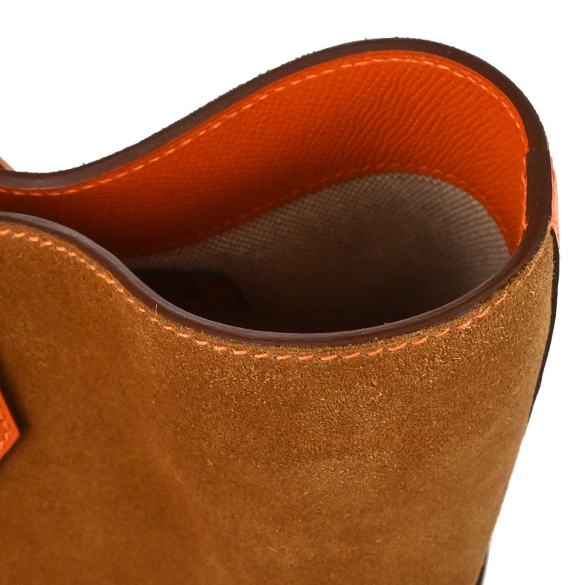 Hermes Orange Brown Doblis Epsom Maxibox Cabas 30 Tote Handbag