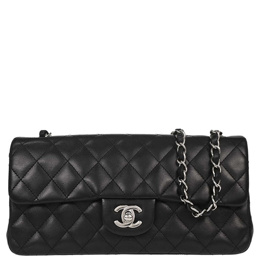 Chanel 2005-2006 Black Lambskin East West Shoulder Bag