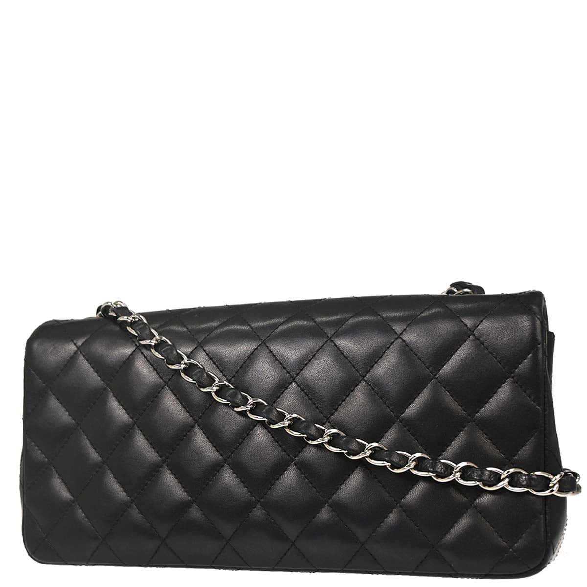 Chanel 2005-2006 Black Lambskin East West Shoulder Bag