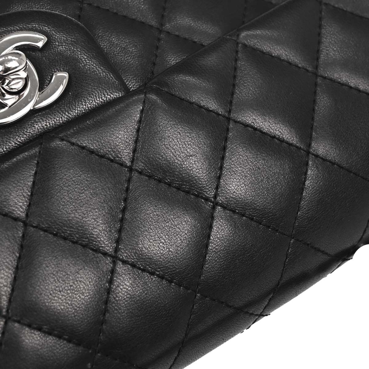 Chanel 2005-2006 Black Lambskin East West Shoulder Bag