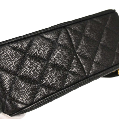 Chanel Black Caviar Skin Straight Flap Shoulder Bag