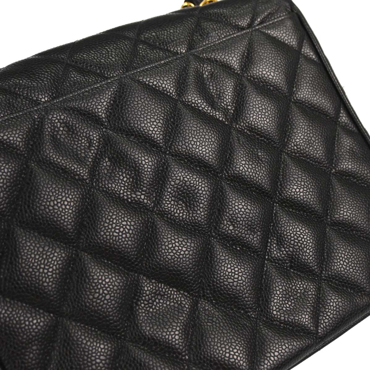 Chanel Black Caviar Skin Straight Flap Shoulder Bag