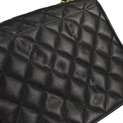 Chanel Black Caviar Skin Straight Flap Shoulder Bag