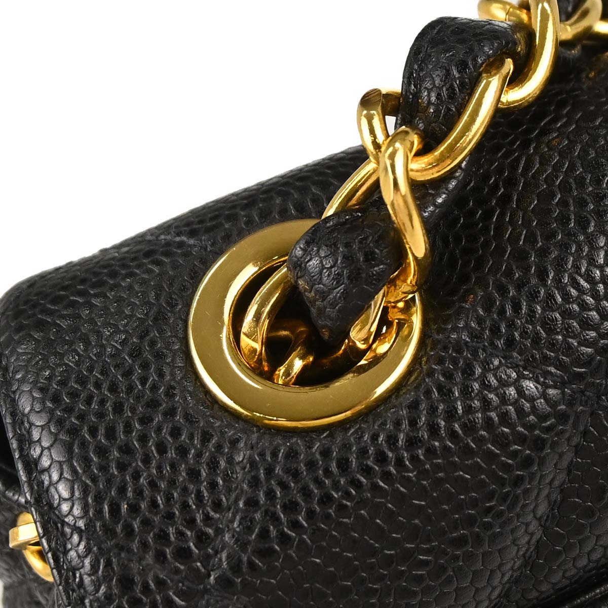 Chanel Black Caviar Skin Straight Flap Shoulder Bag