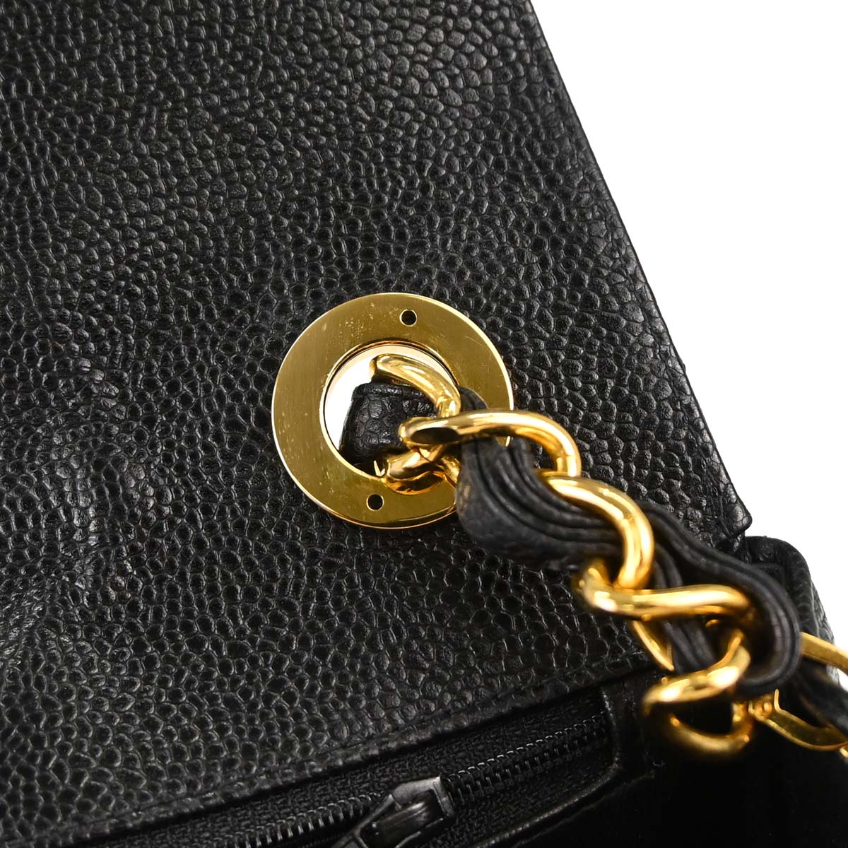 Chanel Black Caviar Skin Straight Flap Shoulder Bag