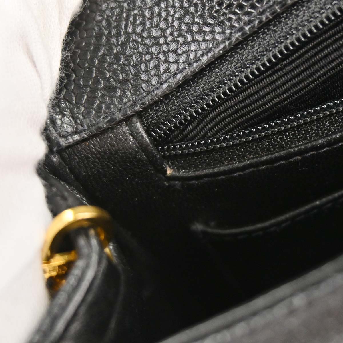 Chanel Black Caviar Skin Straight Flap Shoulder Bag