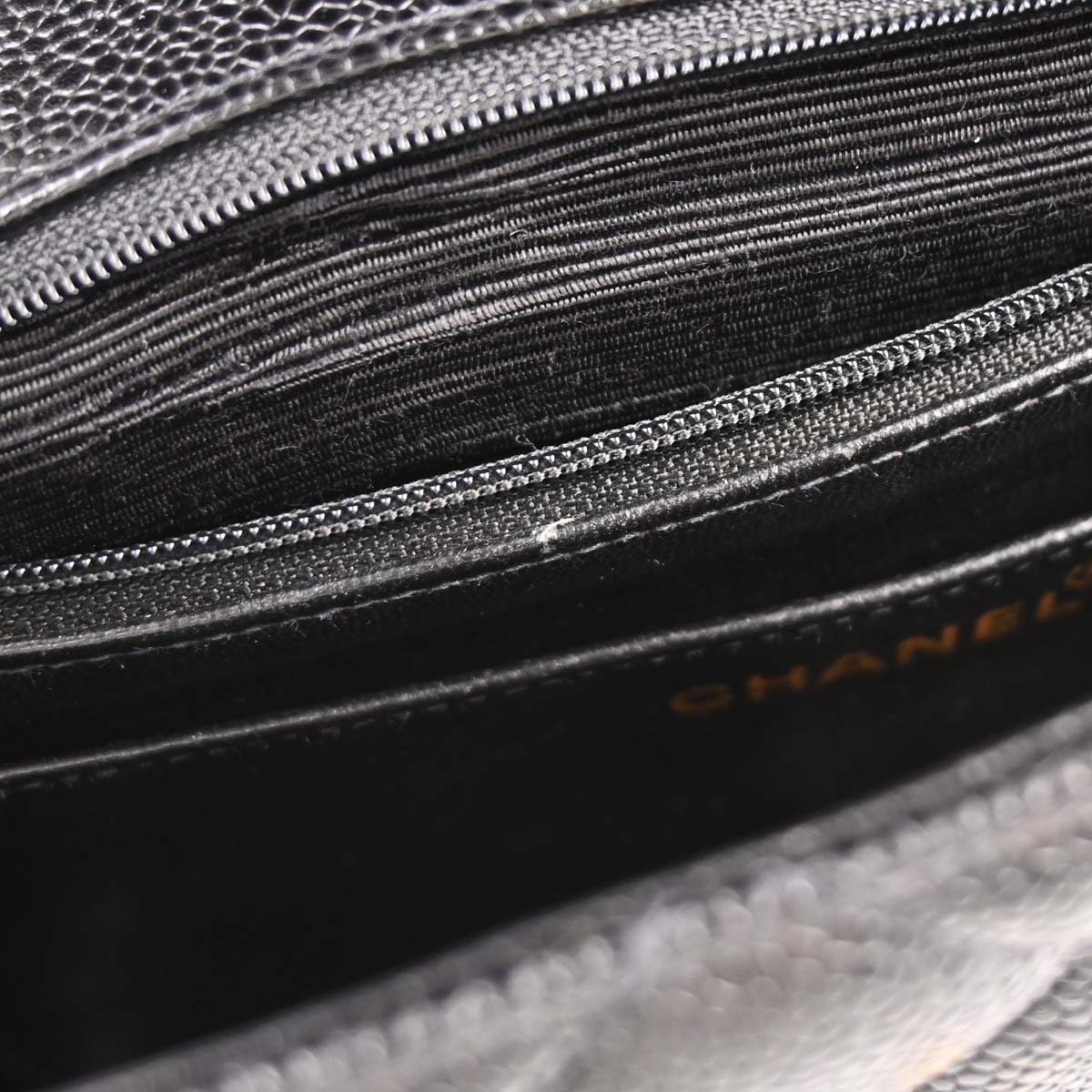 Chanel Black Caviar Skin Straight Flap Shoulder Bag